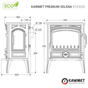 Kawmet SELENA S14 ECO - kamna litinová odborný prodejce levně!